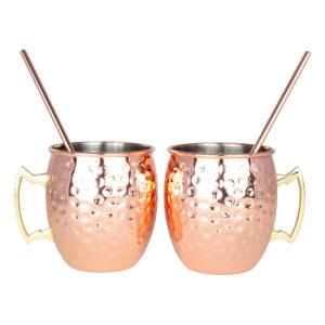 Set "Moscow mule" encobrizado 500cc. c/u