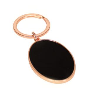 Llavero ovalado encobrizado negro "Sam"
