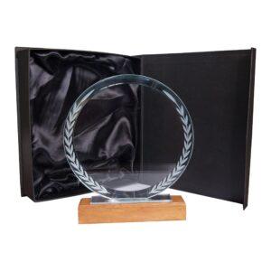 Galvano Cristal con Base de Madera 180 x 180 mm.