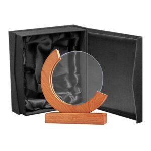 Galvano Cristal con Base de Madera 18 x 19 cm.