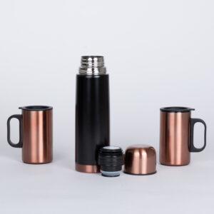 Set térmico encobrizado "Glasgow" con termo y 2 tazones
